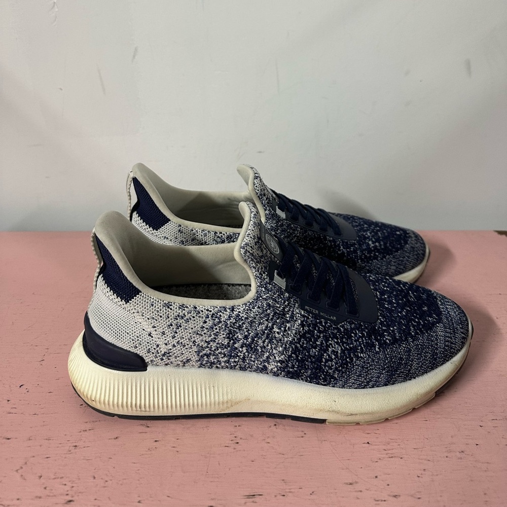 Peter Millar Hyperlight Apollo Sneakers Men's 8 Blue Knit Slip On Shoes Casual